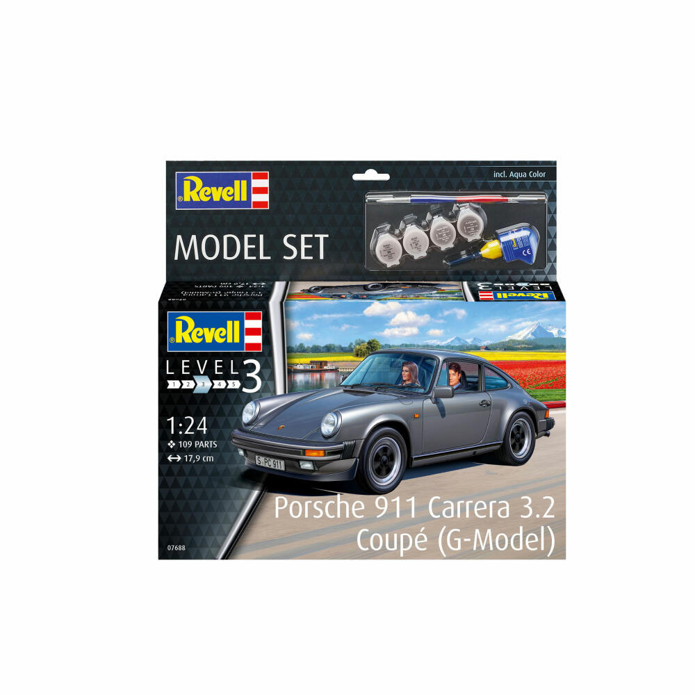 Revell Model Set Porsche 911 Carrera 3.2 Coupé G-Model, Car, Model Kit, Model Kit, 109 Parts, from 10 Years, 67688