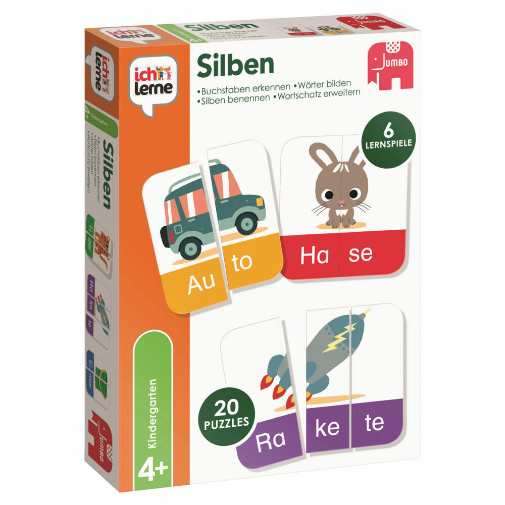 Jumbo Spiele ich lerne Silben, Lernspiel, Kinderspiel, Silbentrennung, Wörter bilden, ab 4 Jahre, 19551