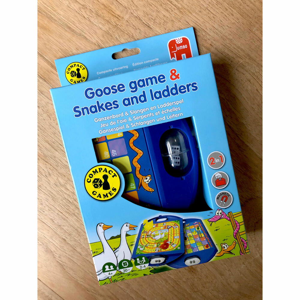 Jumbo Games Goose Game & Snakes and Ladders Compact Game, Ladder Game, Board Games, Travel Game, from 4 years, 12765