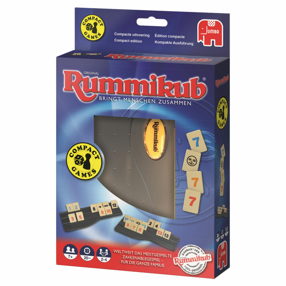 Jumbo Games Original Rummikub Compact Game, Travel Game, Board Game, Family Game, Number Placing Game, 3942