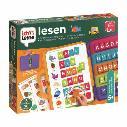 Jumbo Spiele ich lerne lesen, Lernspiel, Kinderspiel, Buchstabieren, Großbuchstaben, 19565