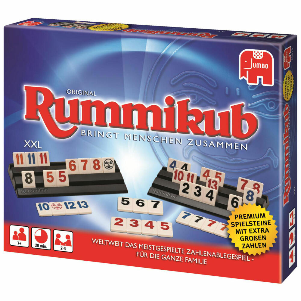 Jumbo Games Original Rummikub XXL, Board Game, Family Game, with Extra Large Numbers, 3819