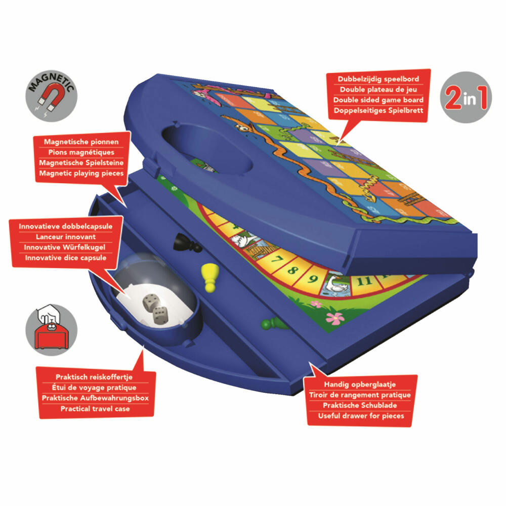 Jumbo Games Goose Game & Snakes and Ladders Compact Game, Ladder Game, Board Games, Travel Game, from 4 years, 12765