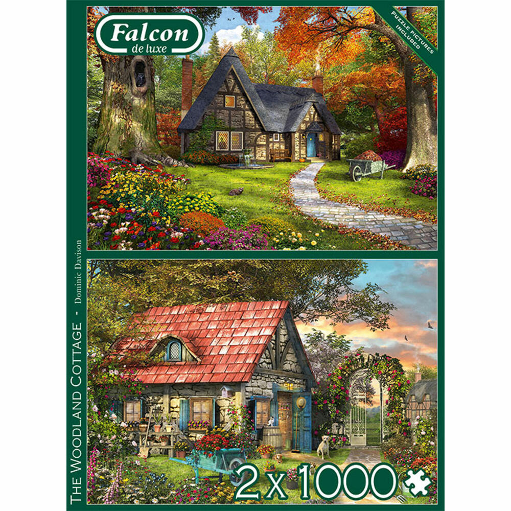 Jumbo Spiele Falcon The Woodland Cottage, Puzzle, Erwachsenenpuzzle, Puzzlespiel, 2 x 1000 Teile, 11294