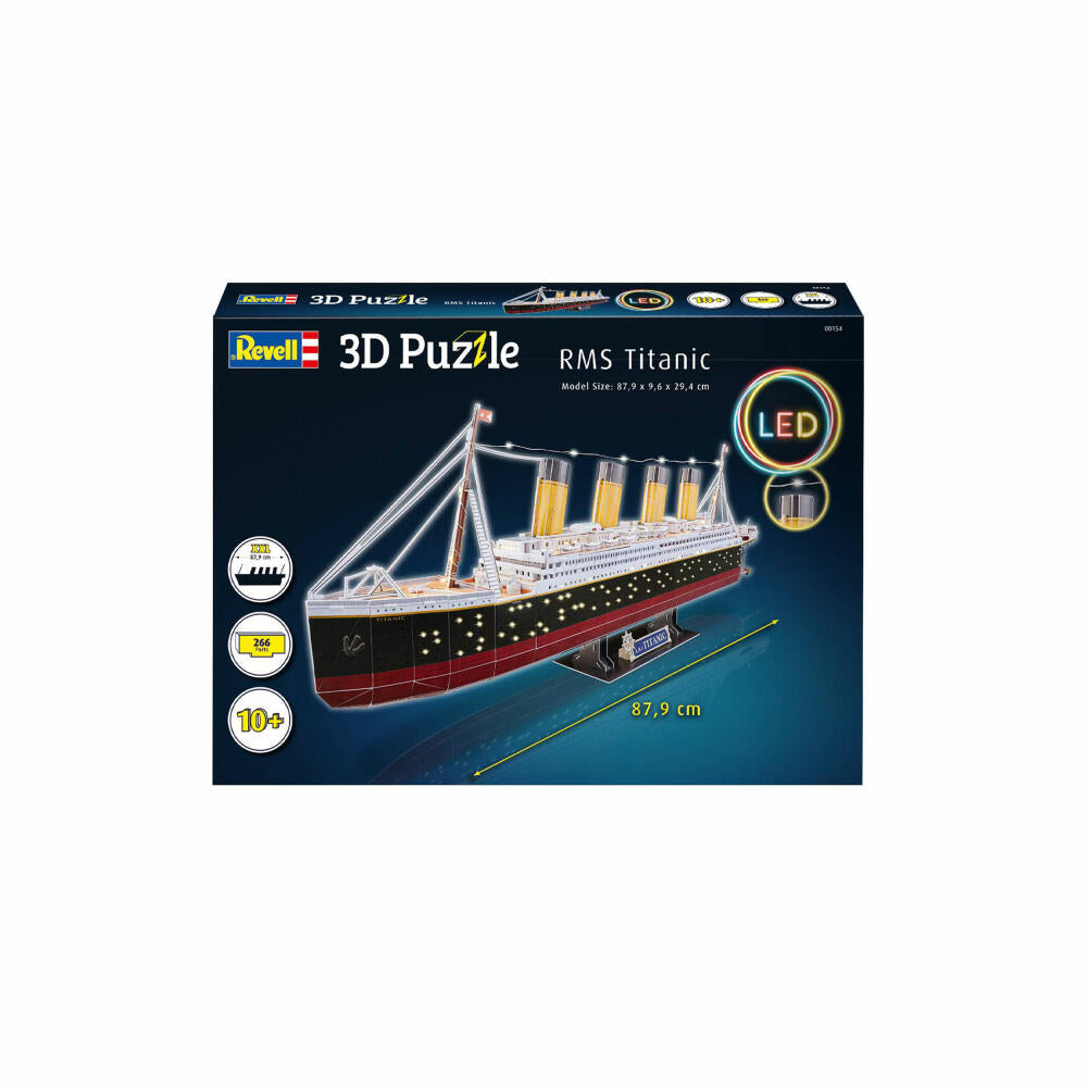 Revell 3D Puzzle RMS Titanic - LED Edition, Kreuzfahrtschiff, 3D-Bausatz, 266 Teile, 00154