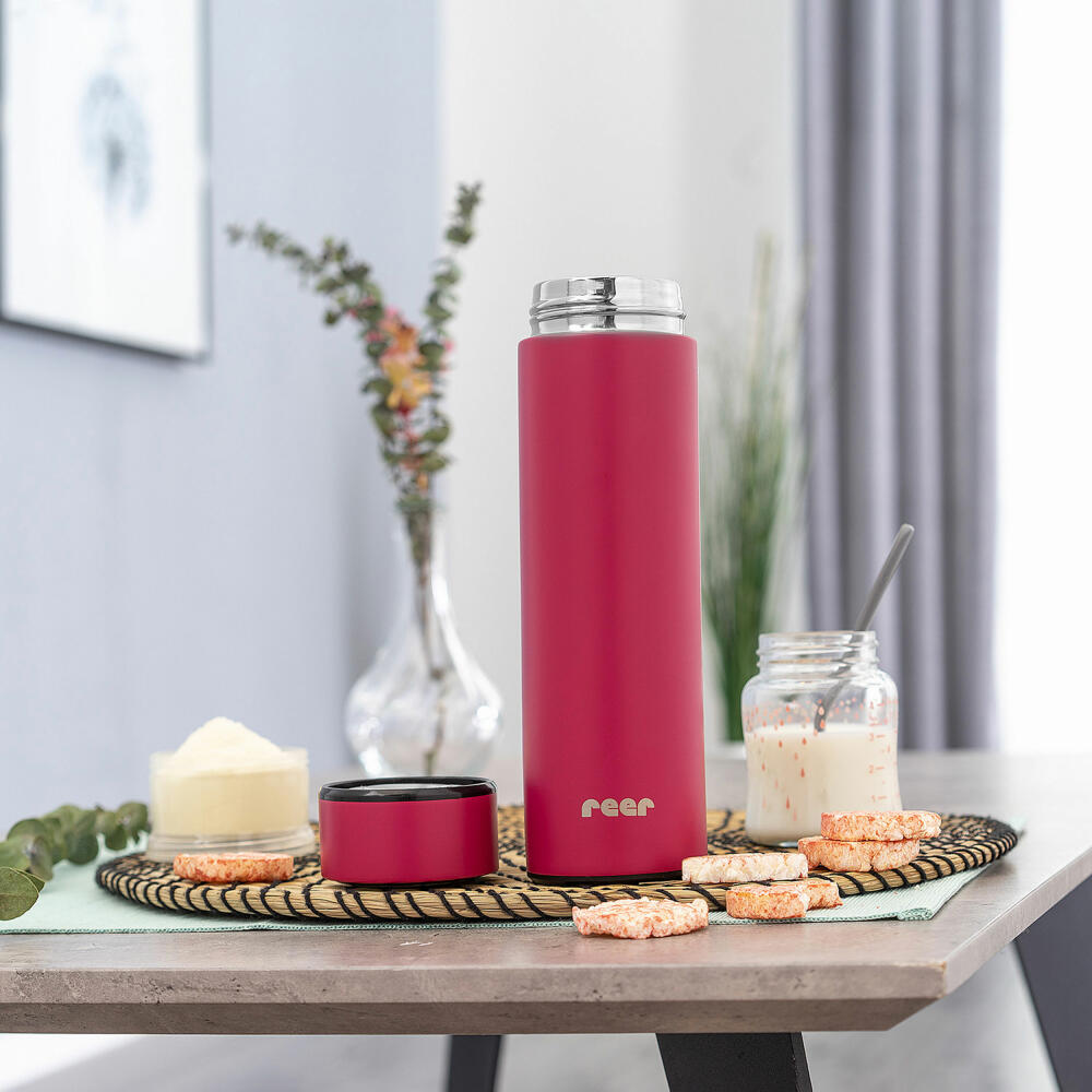 reer ColourDesign stainless steel insulated bottle, insulated bottle, thermos flask, insulated bottle, berry red, 450 ml, 90014