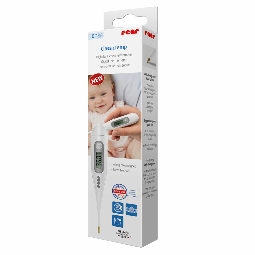 reer ClassicTemp digitales Fieberthermometer, Thermometer Digital, Fieber Messgerät, Temperaturmessung, 98102
