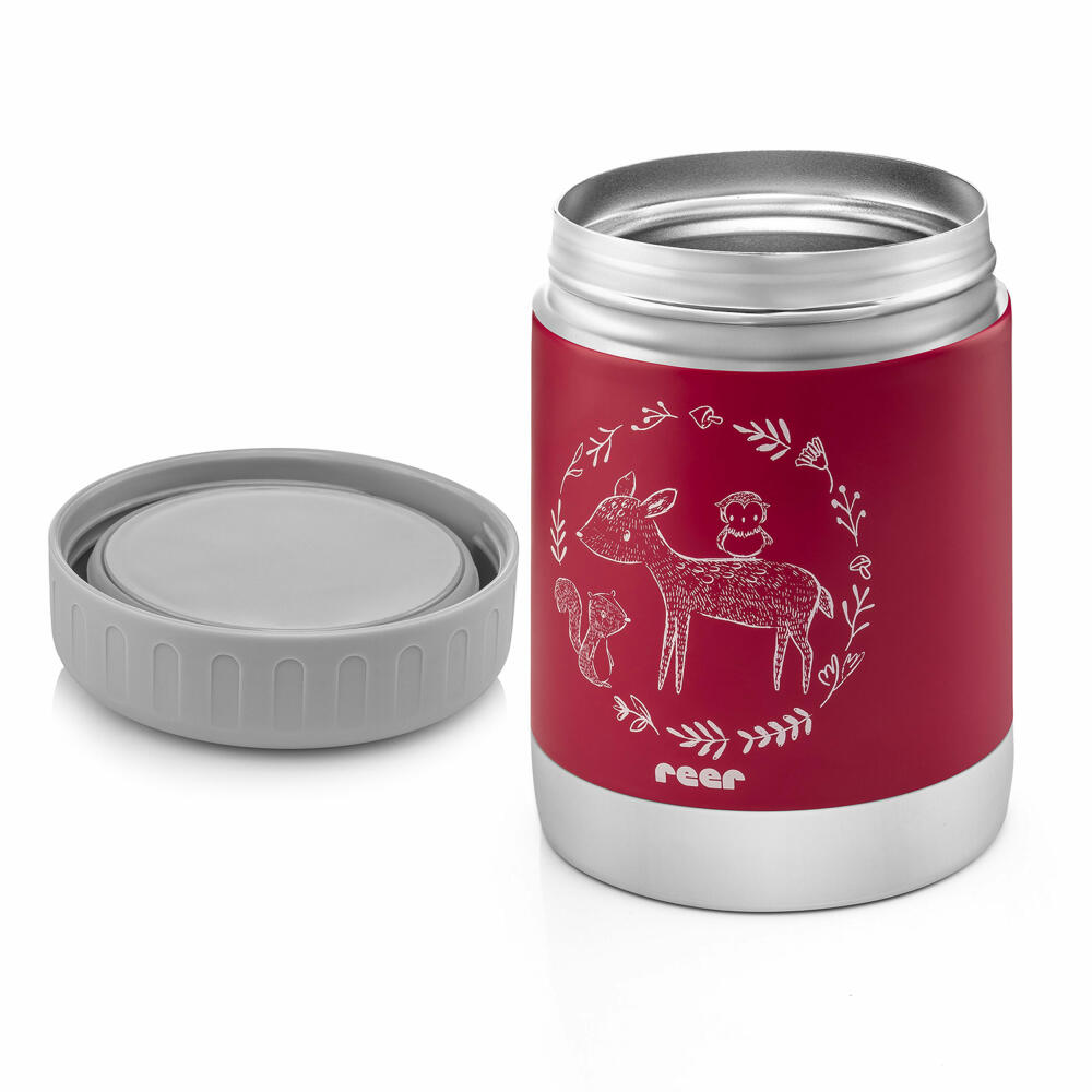 reer ColourDesign stainless steel warming box, thermo box, thermo container, baby food, berry red, 300 ml, 90412