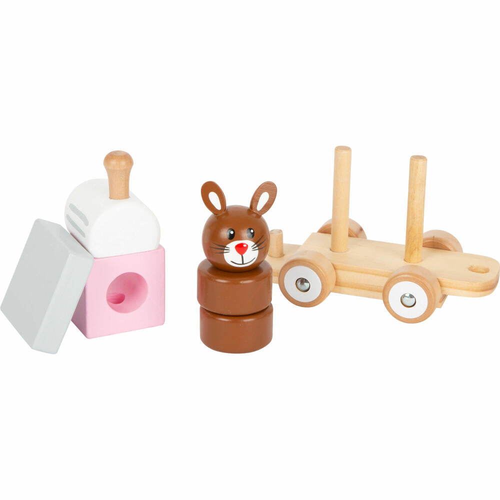 Legler small foot Nachziehzug Hasenfamilie, Nachziehspielzeug, Schiebespielzeug, Kinder Spielzeug, 11719