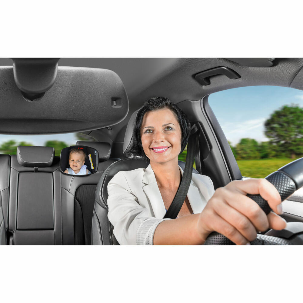 reer BabyView Auto-Sicherheitsspiegel, Baby-Rücksitzspiegel, Autospiegel, Rückspiegel, Baby, für Babyschalen und Reboarder-Kindersitze, 86031