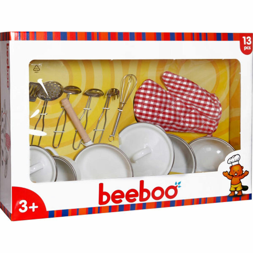 Beeboo Kitchen Play Cooking Pot Set, 13 Pieces