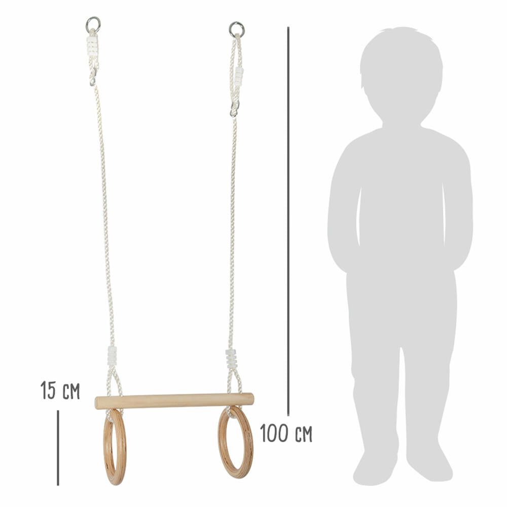 Legler Small Foot trapeze with wooden gymnastic rings, swing, from 3 years, 11909