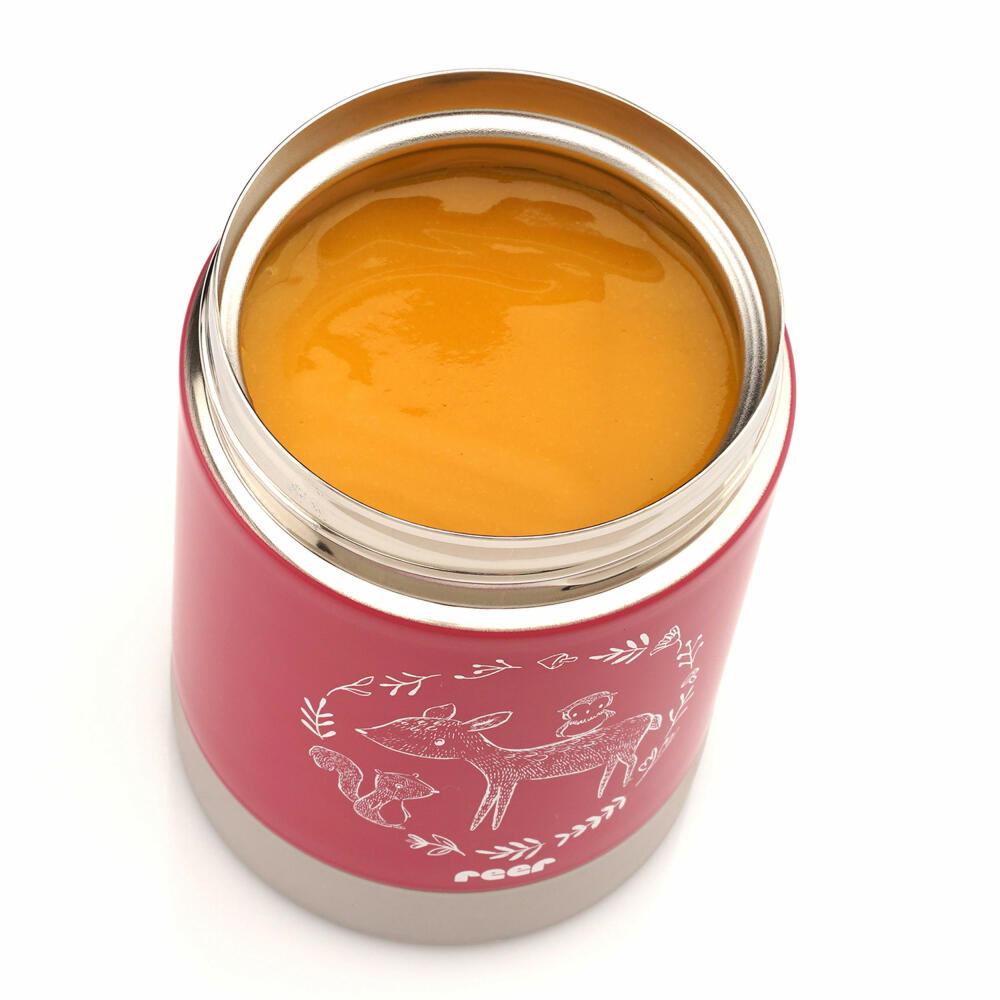 reer ColourDesign stainless steel warming box, thermo box, thermo container, baby food, berry red, 300 ml, 90412