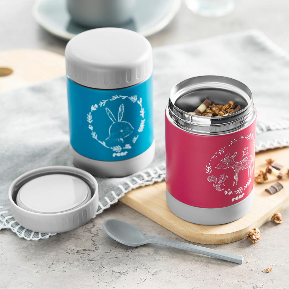 reer ColourDesign stainless steel warming box, thermo box, thermo container, baby food, berry red, 300 ml, 90412