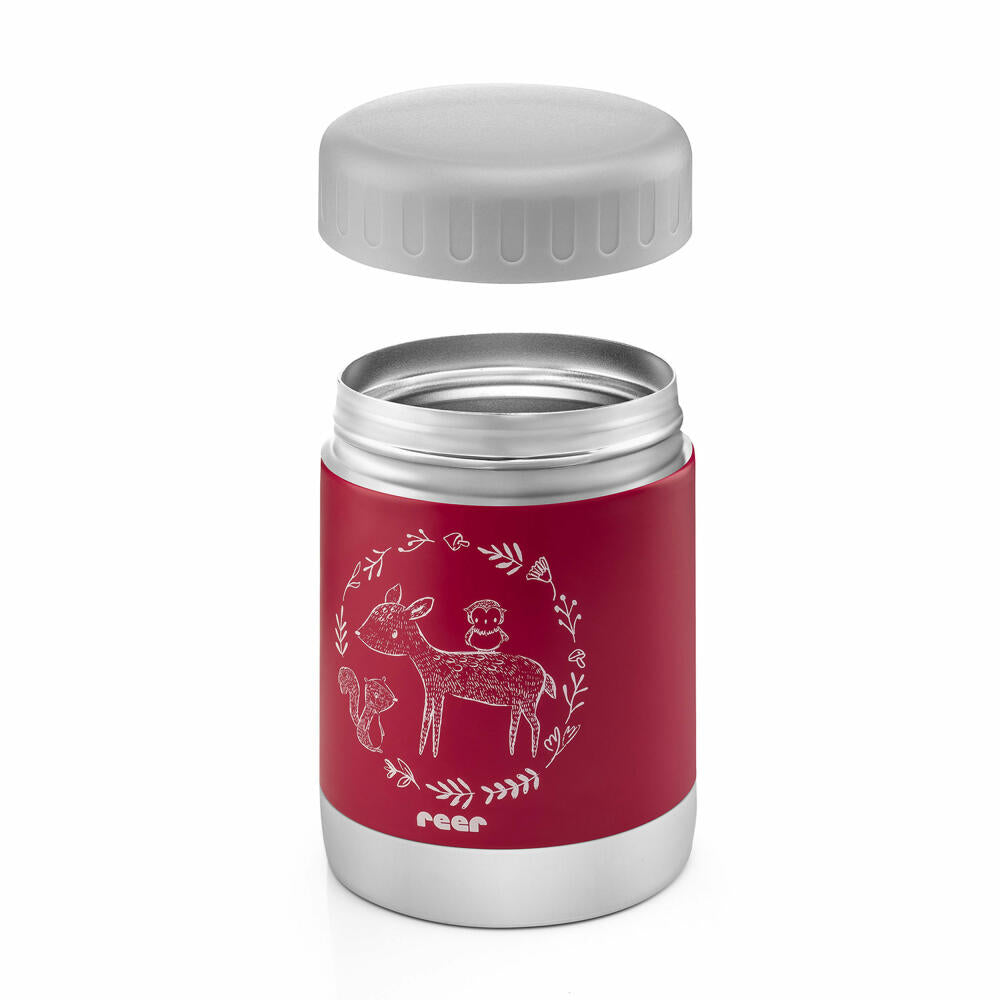 reer ColourDesign stainless steel warming box, thermo box, thermo container, baby food, berry red, 300 ml, 90412