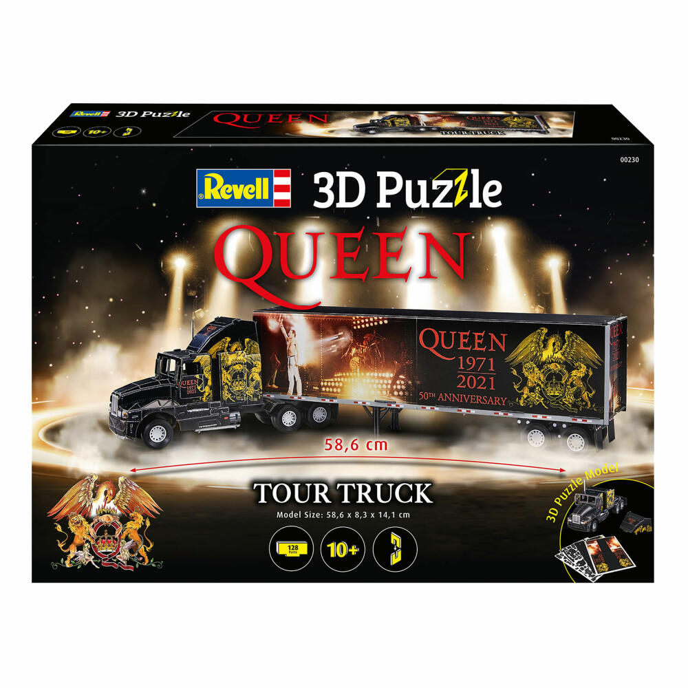 Revell 3D Puzzle QUEEN Tour Truck 50th Anniversary, Band LKW, 128 Teile, ab 10 Jahren, 00230