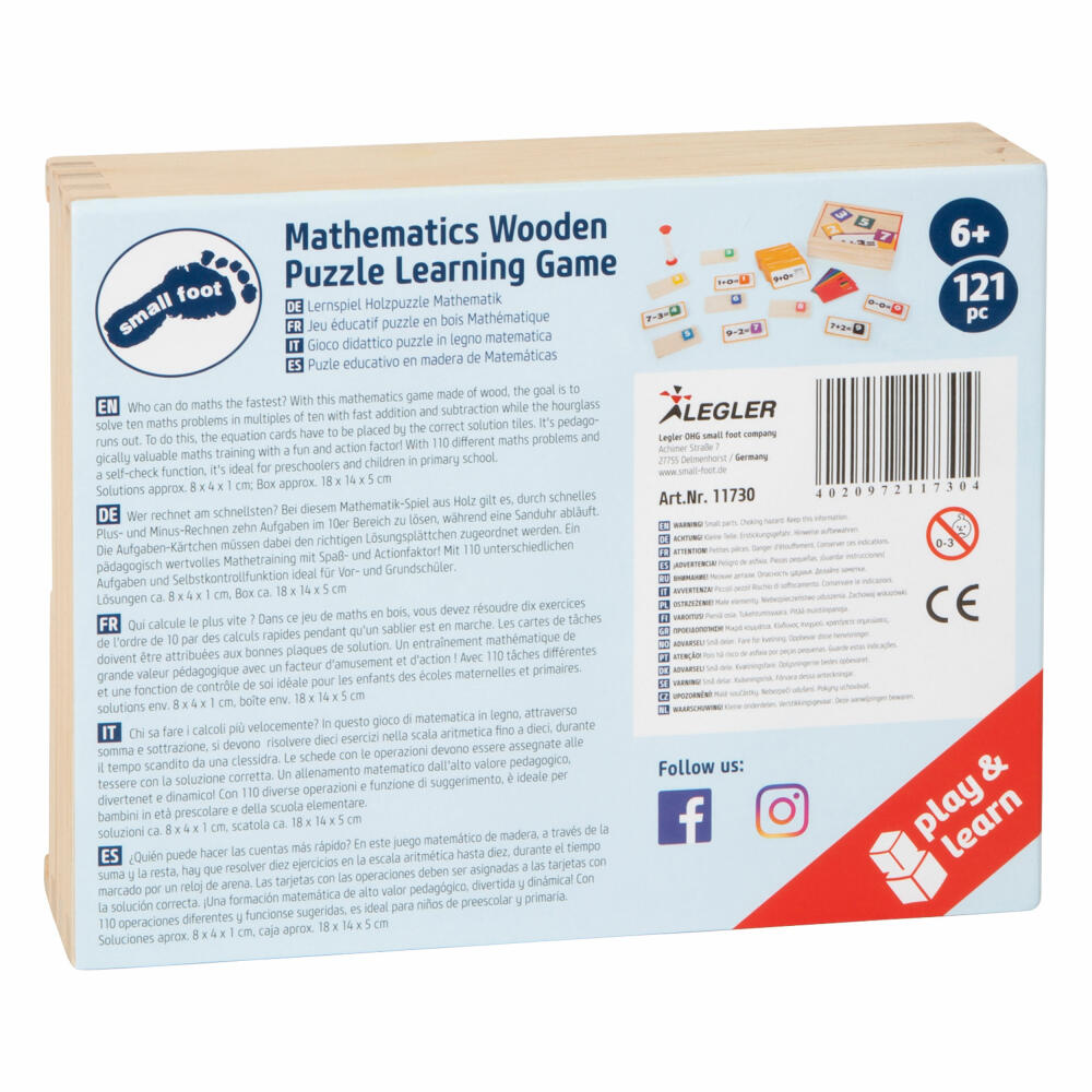 Legler Lernspiel Holzpuzzle Mathematik, Rechenlernspiel, Mathe, Rechnen, 11730