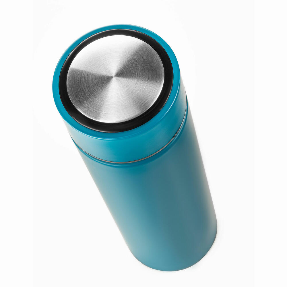 reer ColourDesign Edelstahl-Isolierflasche, Isoflasche, Thermoflasche, Iso Flasche, Petrolblau, 450 ml, 90013