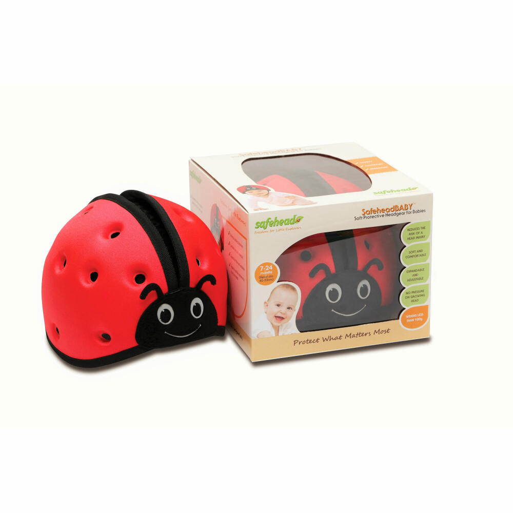 reer SafeHeadBaby Babyhelm Marienkäfer, Kopfschutz, Baby Helm, Schutzhelm, Schutzhut, Rot, SHB001