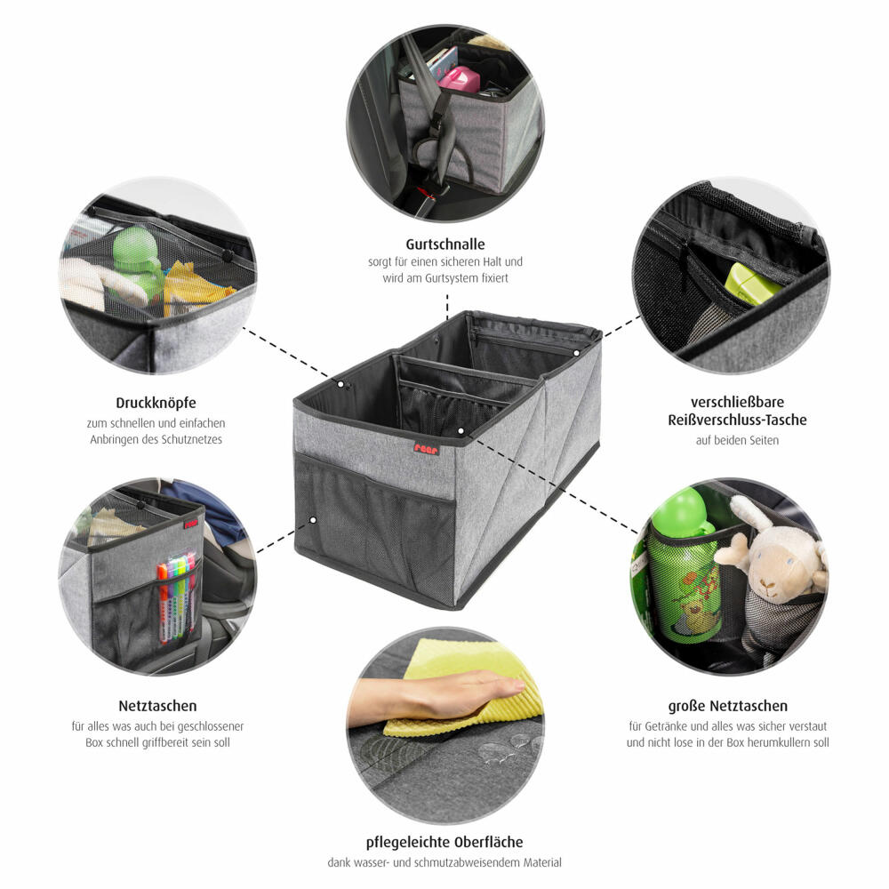 reer TravelKid Box Auto-Ordnungsbox, Rücksitz, Utensilientasche Auto, Organizer, 86081