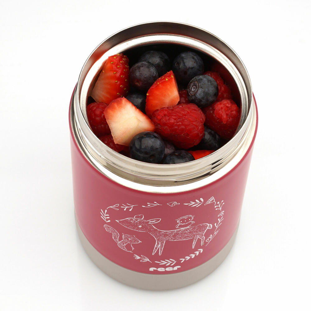 reer ColourDesign stainless steel warming box, thermo box, thermo container, baby food, berry red, 300 ml, 90412