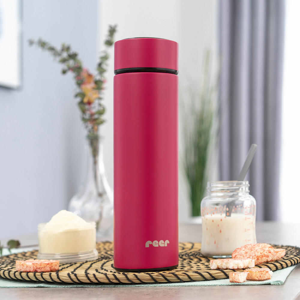 reer ColourDesign stainless steel insulated bottle, insulated bottle, thermos flask, insulated bottle, berry red, 450 ml, 90014