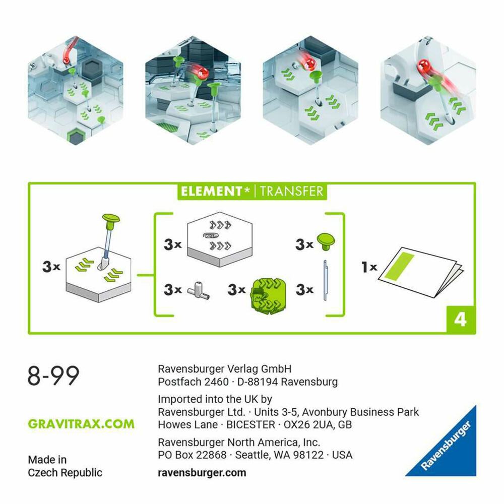 Ravensburger GraviTrax Element Transfer, Erweiterung, Interaktives Kugelbahnsystem, Kugelbahn, Zubehör, 22422