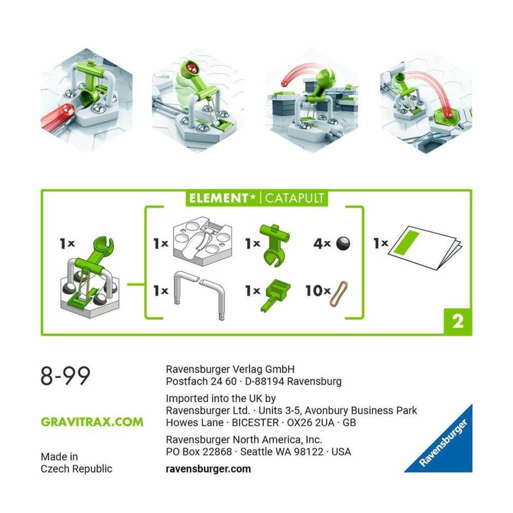 Ravensburger GraviTrax Element Catapult, Erweiterung, Katapult, Interaktives Kugelbahnsystem, Kugelbahn, Zubehör, 22411