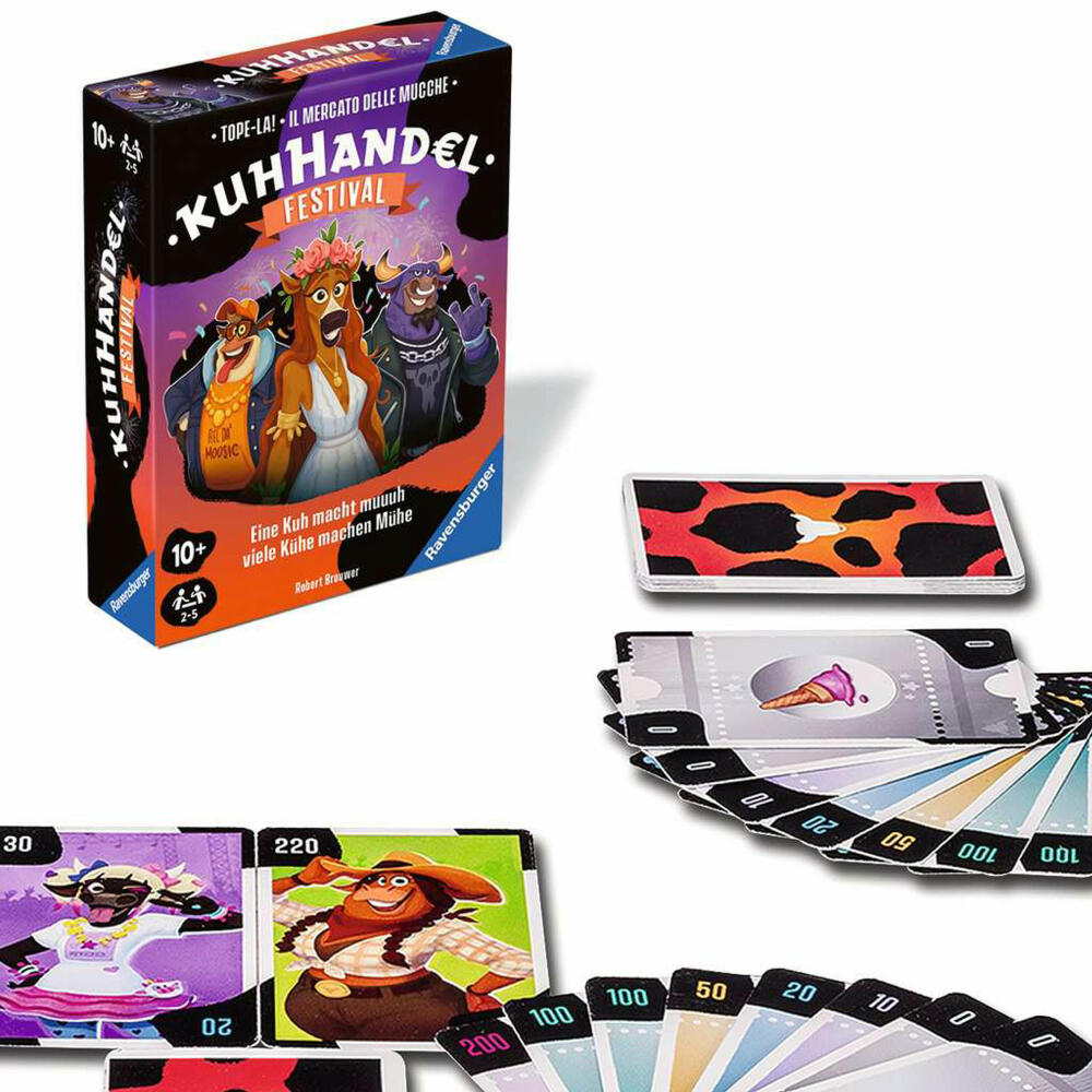 Ravensburger Kuhhandel - Festival, Gesellschaftsspiel, Kartenspiel, Auktionsspiel, ab 10 Jahren, 22471