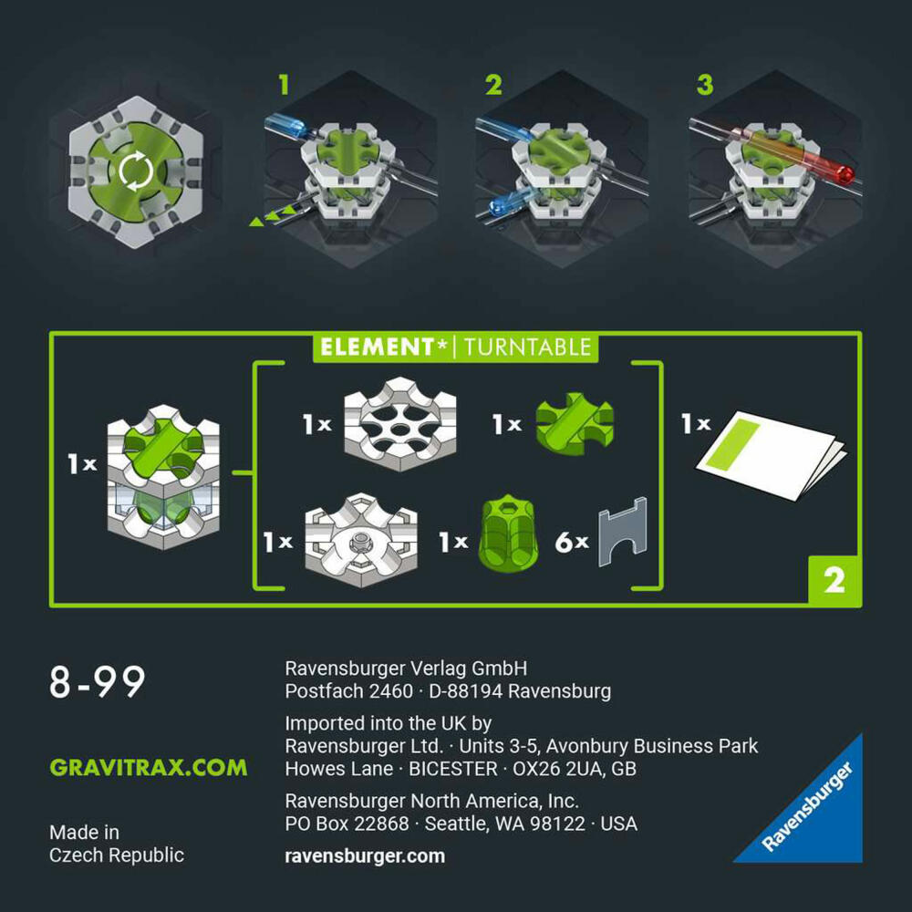 Ravensburger GraviTrax PRO Element Turntable, Erweiterung, Interaktives Kugelbahnsystem, Kugelbahn, Zubehör, 22433