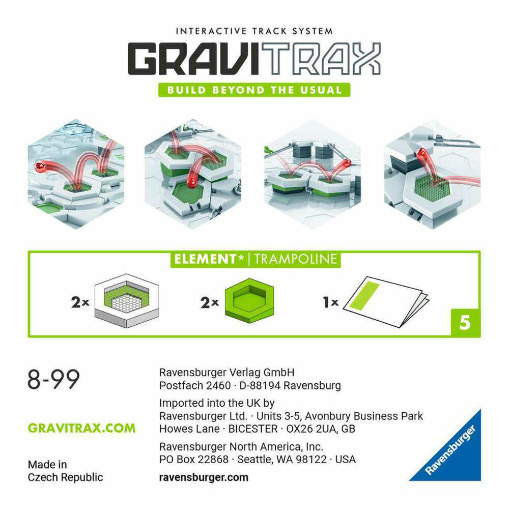 Ravensburger GraviTrax Element Trampoline, Erweiterung, Interaktives Kugelbahnsystem, Kugelbahn, Zubehör, 22417
