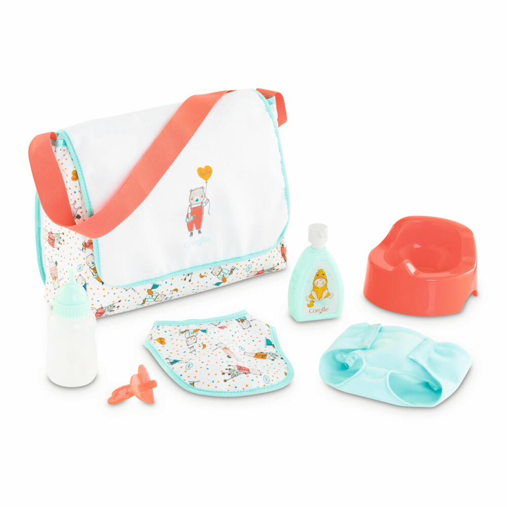 Corolle MGP 36 cm Wickeltasche und Zubehör, Wickelset, Puppenzubehör, Puppe, Zubehör, Wickeln, 9000141300