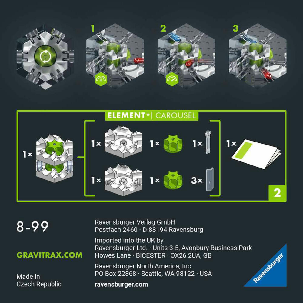 Ravensburger GraviTrax PRO Element Carousel, Erweiterung, Interaktives Kugelbahnsystem, Kugelbahn, Zubehör, 22436