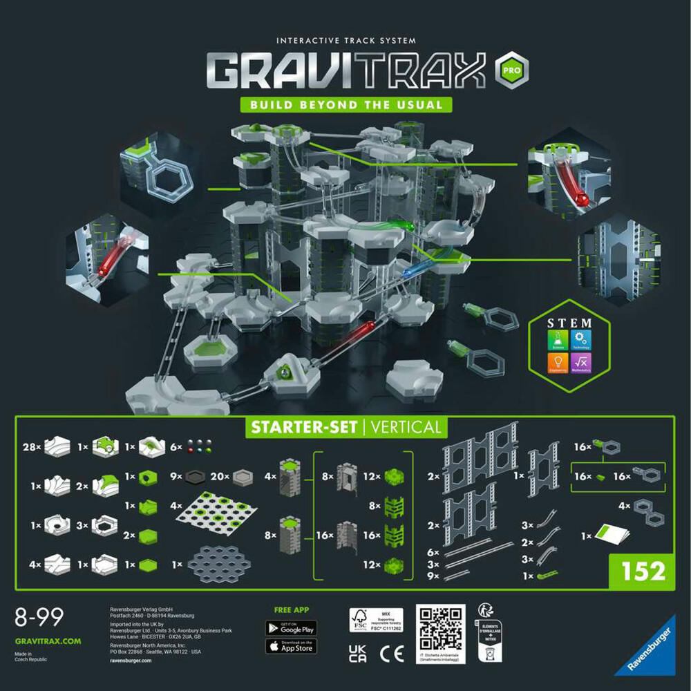 Ravensburger GraviTrax PRO Starter Set Vertical, Interactive Marble Run System, Marble Run, Ball Track, 22426