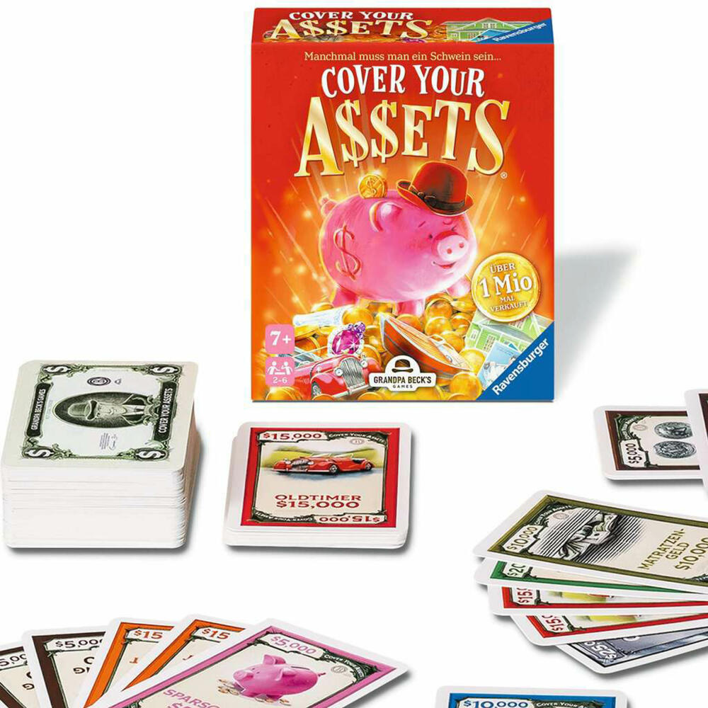 Ravensburger Cover your Assets, Kartenspiel, Familienspiel, Kinderspiel, ab 7 Jahren, 22577