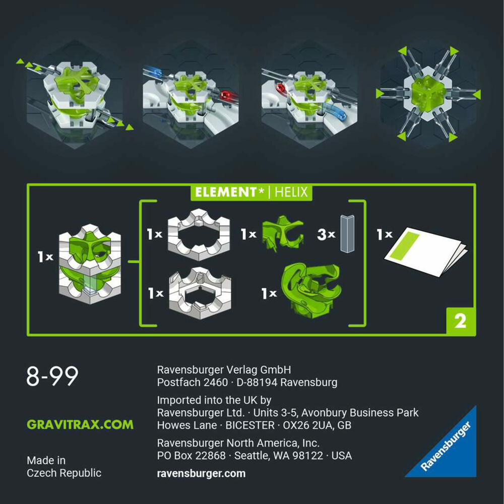 Ravensburger GraviTrax PRO Element Helix, Erweiterung, Interaktives Kugelbahnsystem, Kugelbahn, Zubehör, 22434