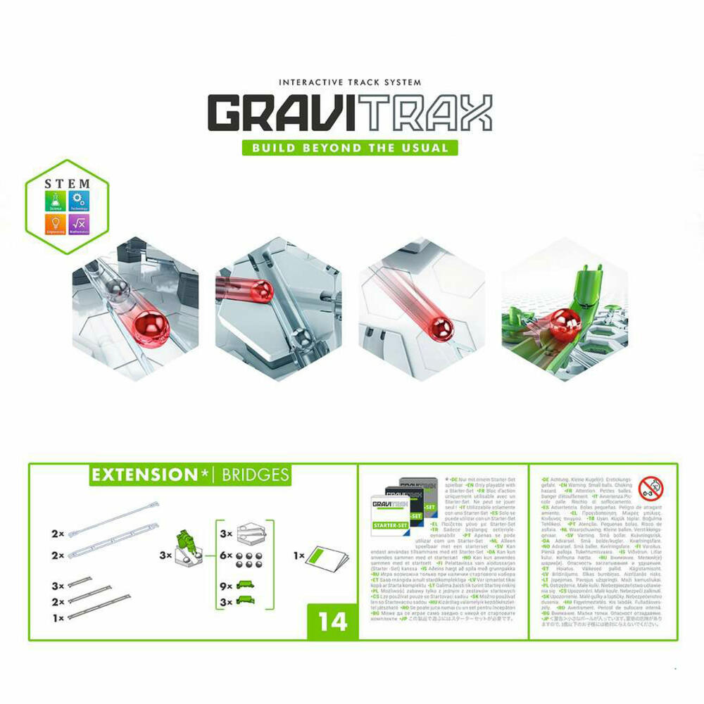 Ravensburger GraviTrax Extension Bridges, Erweiterung, Interaktives Kugelbahnsystem, Kugelbahn, Zubehör, 22423