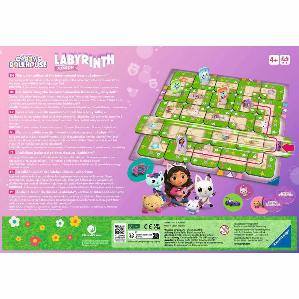 Ravensburger Gabbys Dollhouse Junior Labyrinth, children's game, parlor game, board game, children's game, 22648