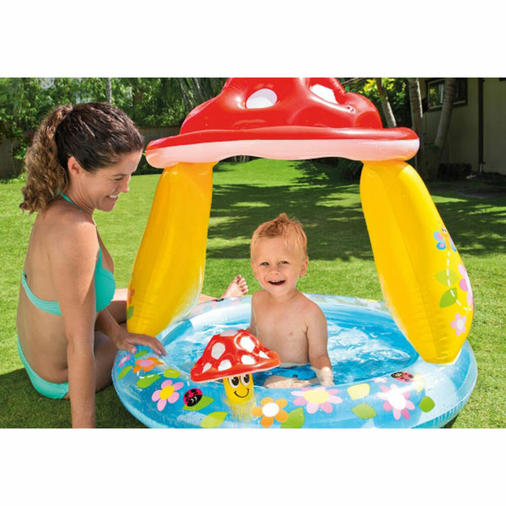 Bauer Intex BabyPool Mushroom with sun protection, water requirement approx. 45l, inflatable floor, 1-3 years