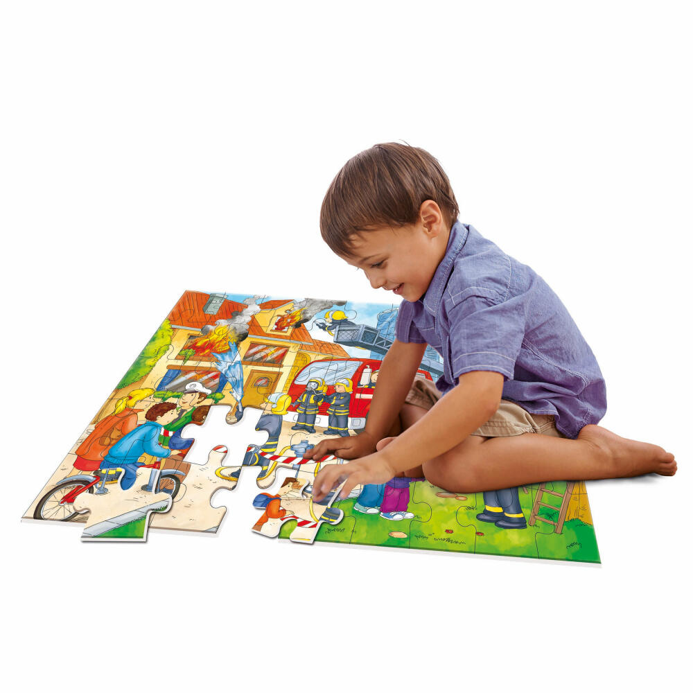 Noris XXL Puzzle Feuerwehr im Einsatz, Kinderpuzzle, Kinder, Spiel, Spielzeug, 45 Teile, 64 x 44 cm, 606038000