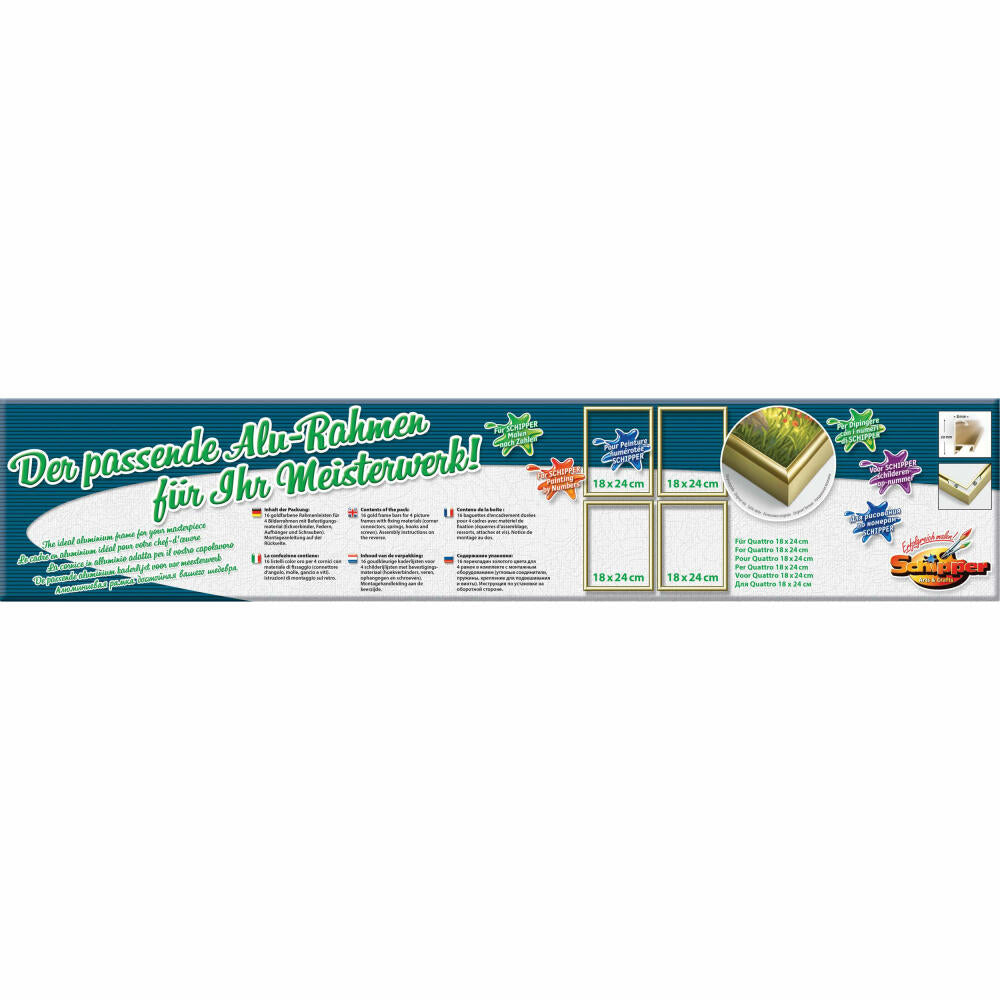 Schipper Paint by Numbers Aluminum Frame, Picture Frame, Quattro, Gold, 18 x 24 cm, 4 Pieces, 605170704