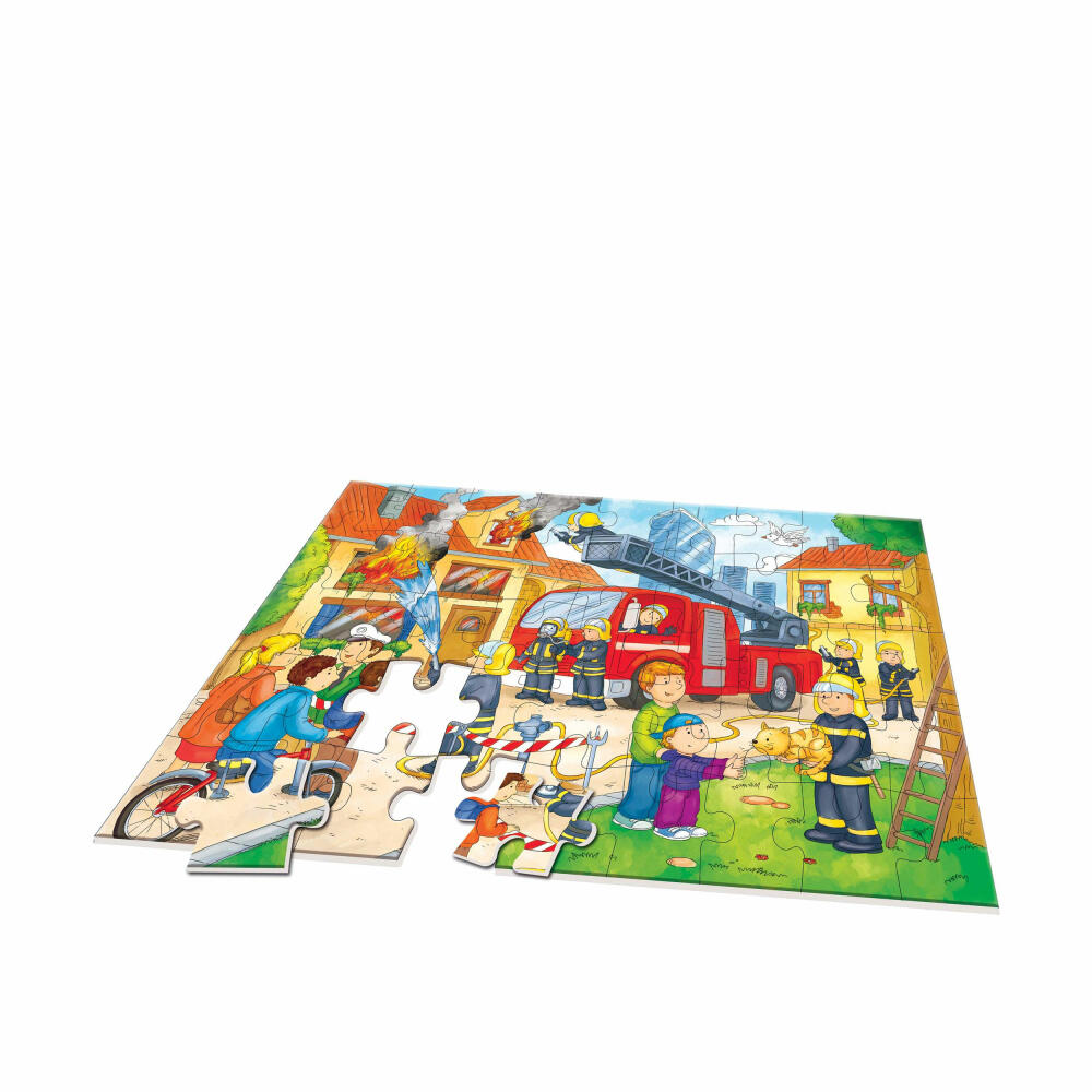 Noris XXL Puzzle Feuerwehr im Einsatz, Kinderpuzzle, Kinder, Spiel, Spielzeug, 45 Teile, 64 x 44 cm, 606038000