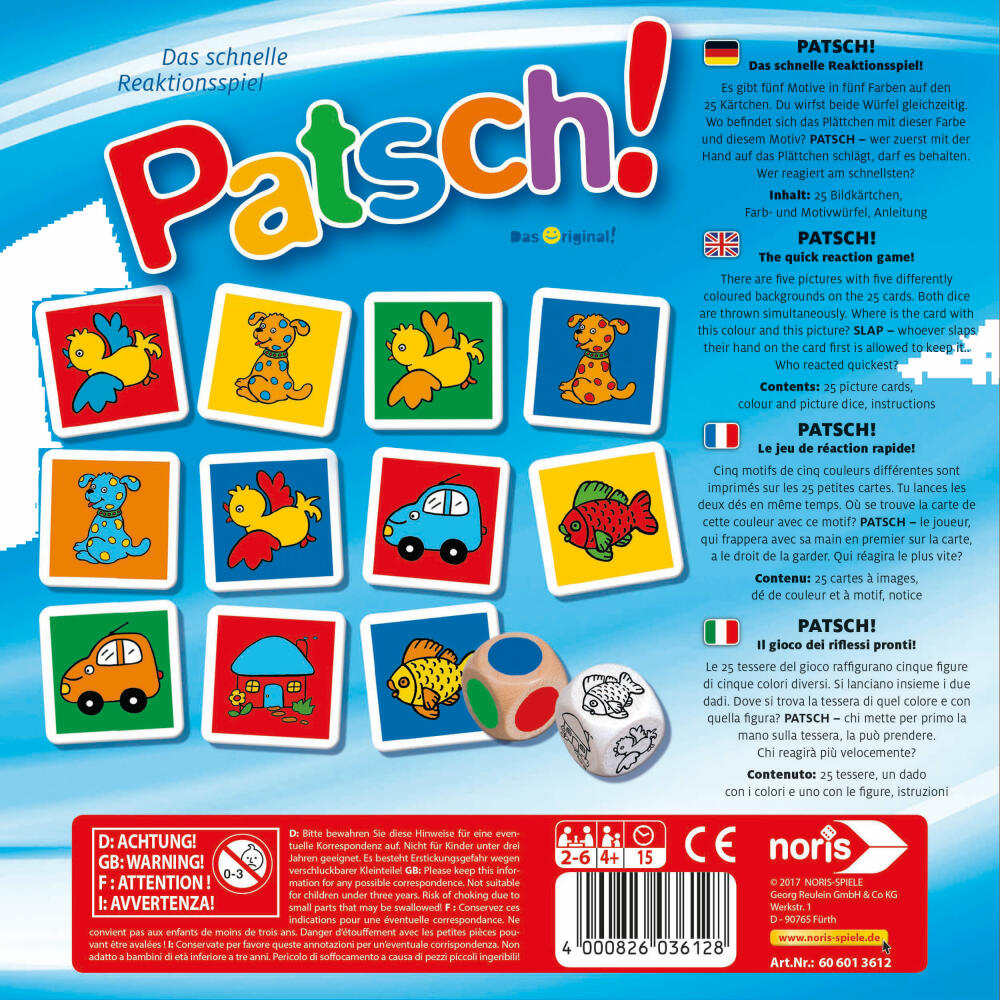 Noris Patsch, Kartenspiel, Reaktionsspiel, Würfelspiel, Gesellschaftsspiel, Kinder, Spiel, 606013612