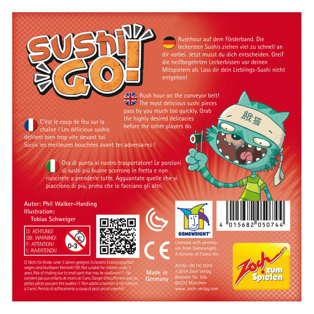 Zoch Sushi Go, card game, puzzle game, children's game, board game, math game, 601105074