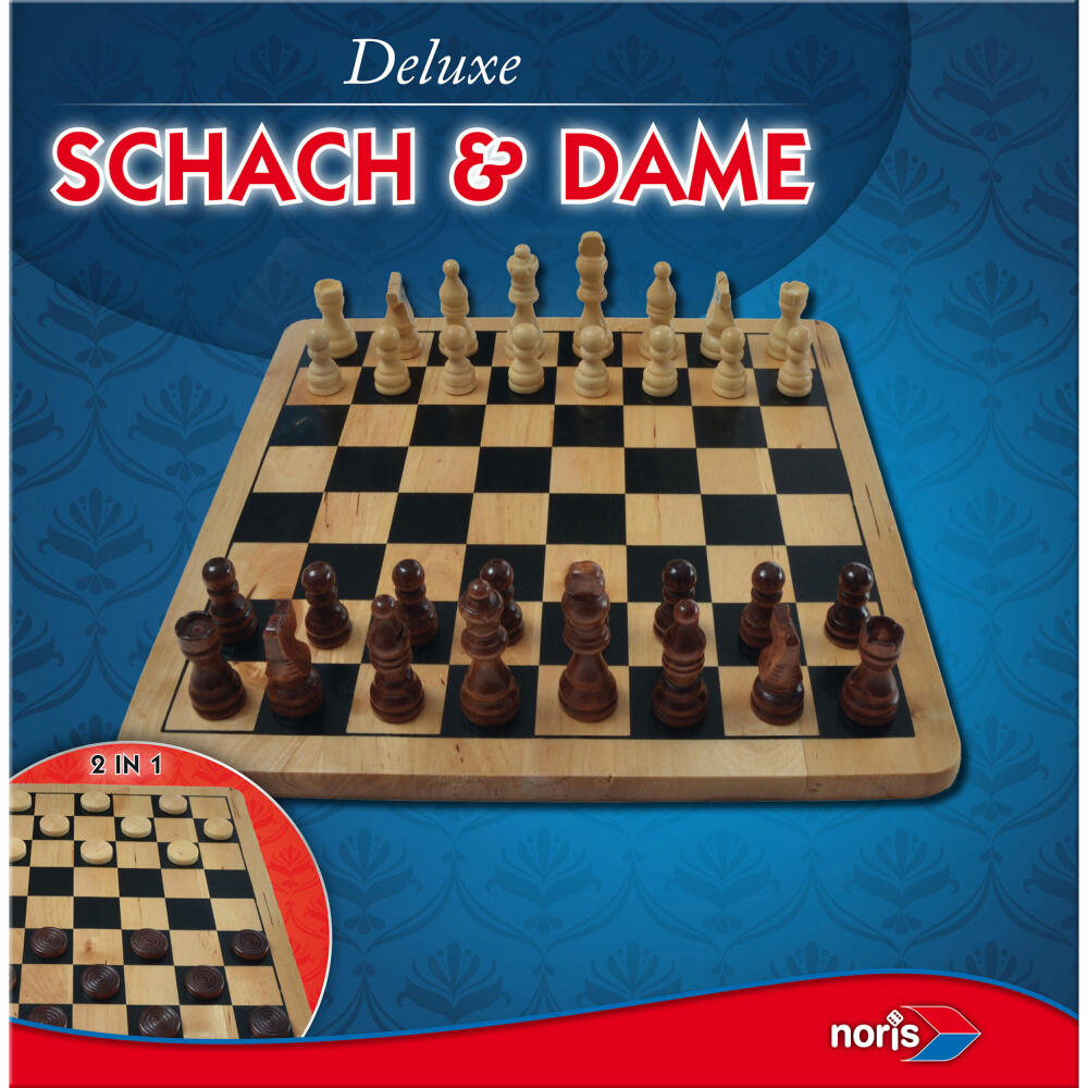 Noris Deluxe Wooden Set Chess and Checkers, Strategy Game, Board Game, Game Collection, 606104577