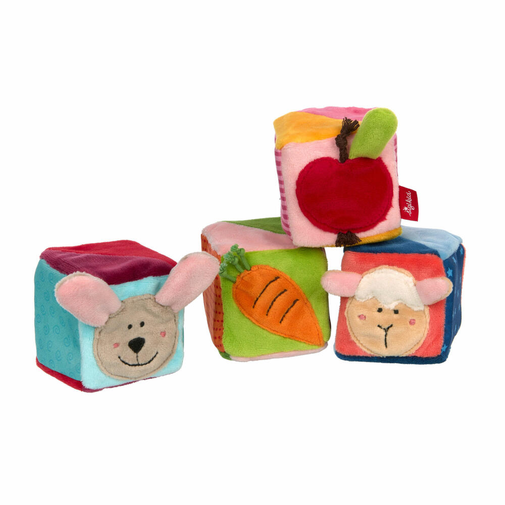 sigikid PlayQ Imagine Cube Set, 4 pcs., Fabric Cube, Grasping Toy, Fabric Toy, Toy, 42782