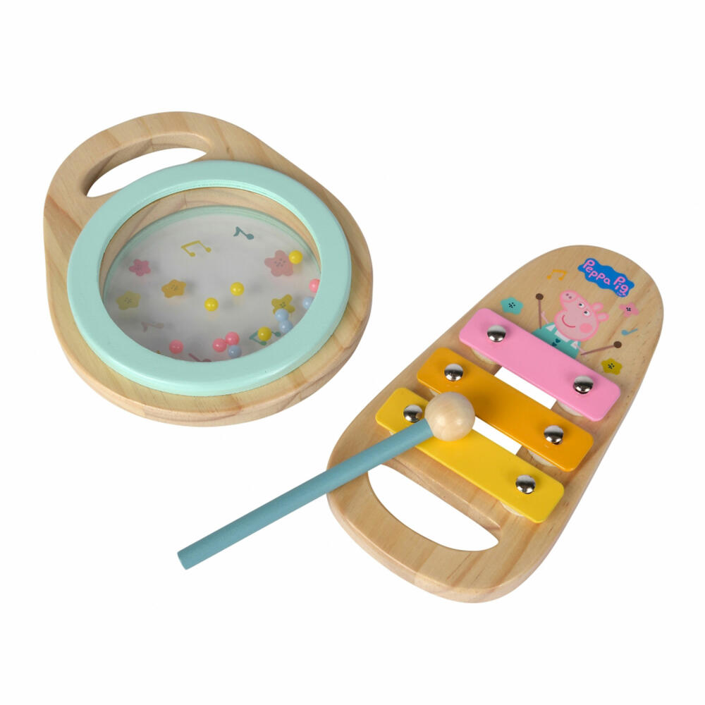 Eichhorn Peppa Pig / Wutz wooden music set, 2-piece, hand drum, xylophone, musical instrument, children, 109265761
