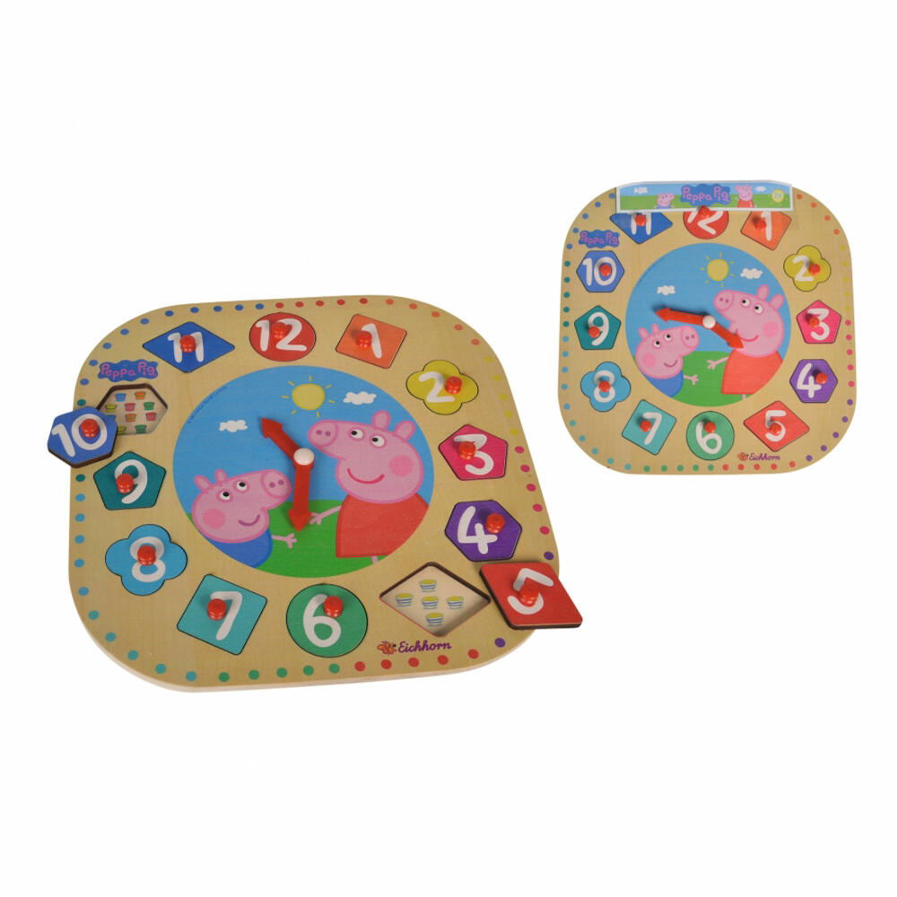 Eichhorn Peppa Pig Lernuhr, Holzuhr, Uhr, Lernspielzeug, Puzzle, Peppa Wutz, 109265704