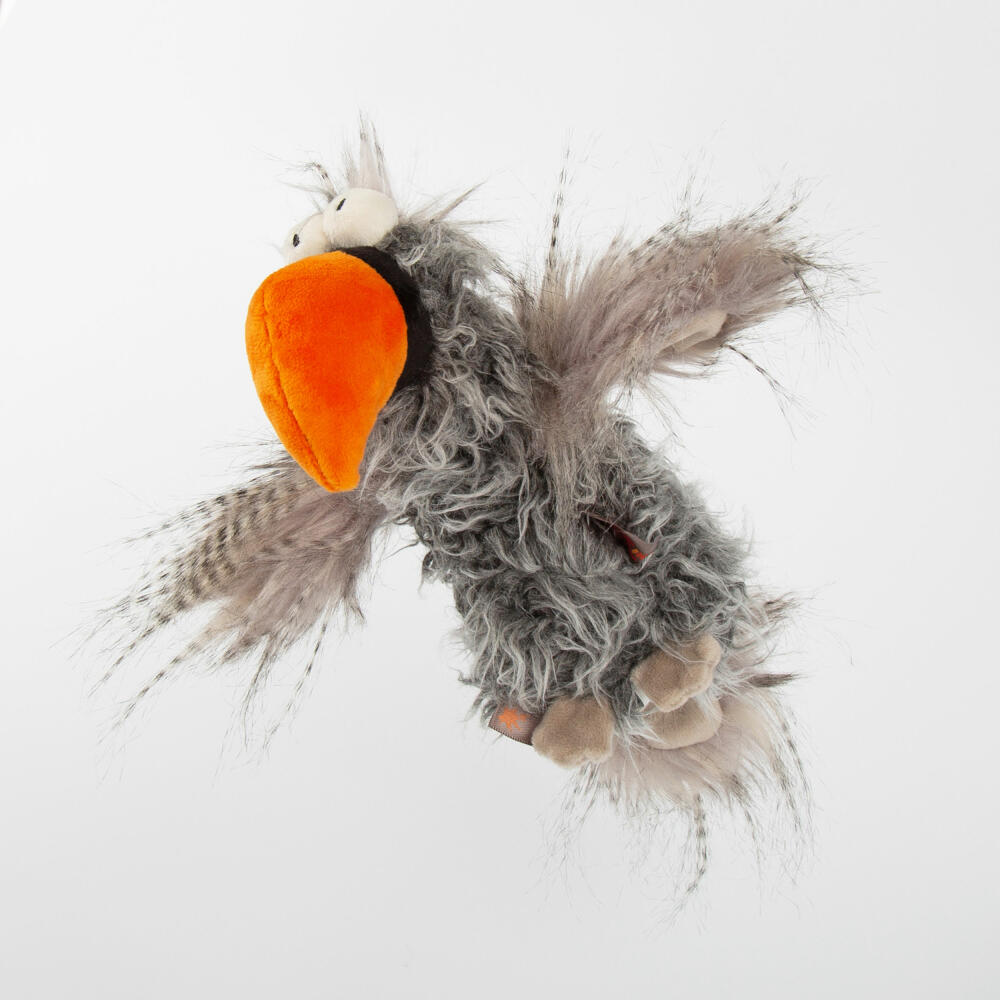 sigikid Slow Flyer Slow Kikeriki, Kuscheltier, Stofftier, Schmusetier, Grau, 18 cm, 42976