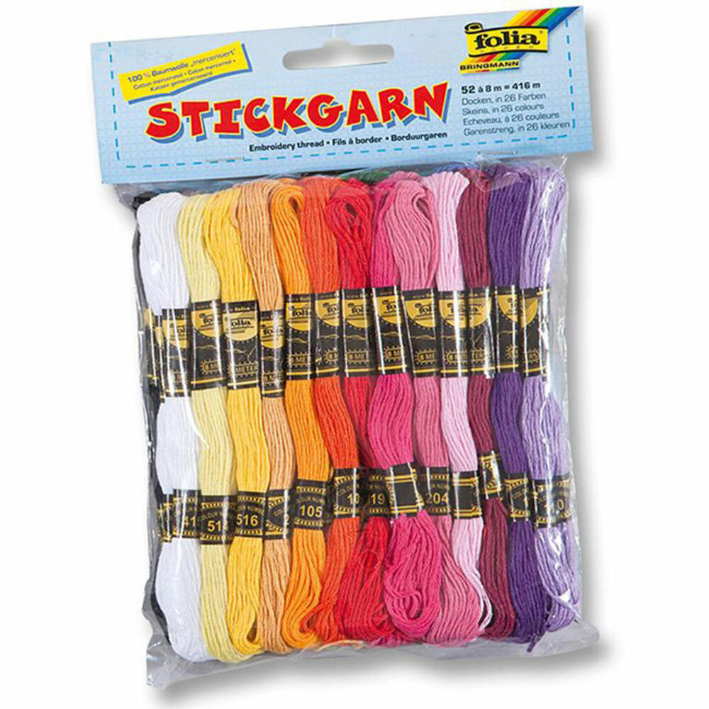 Folia - embroidery thread 52 docks # 8 m in 26 colors